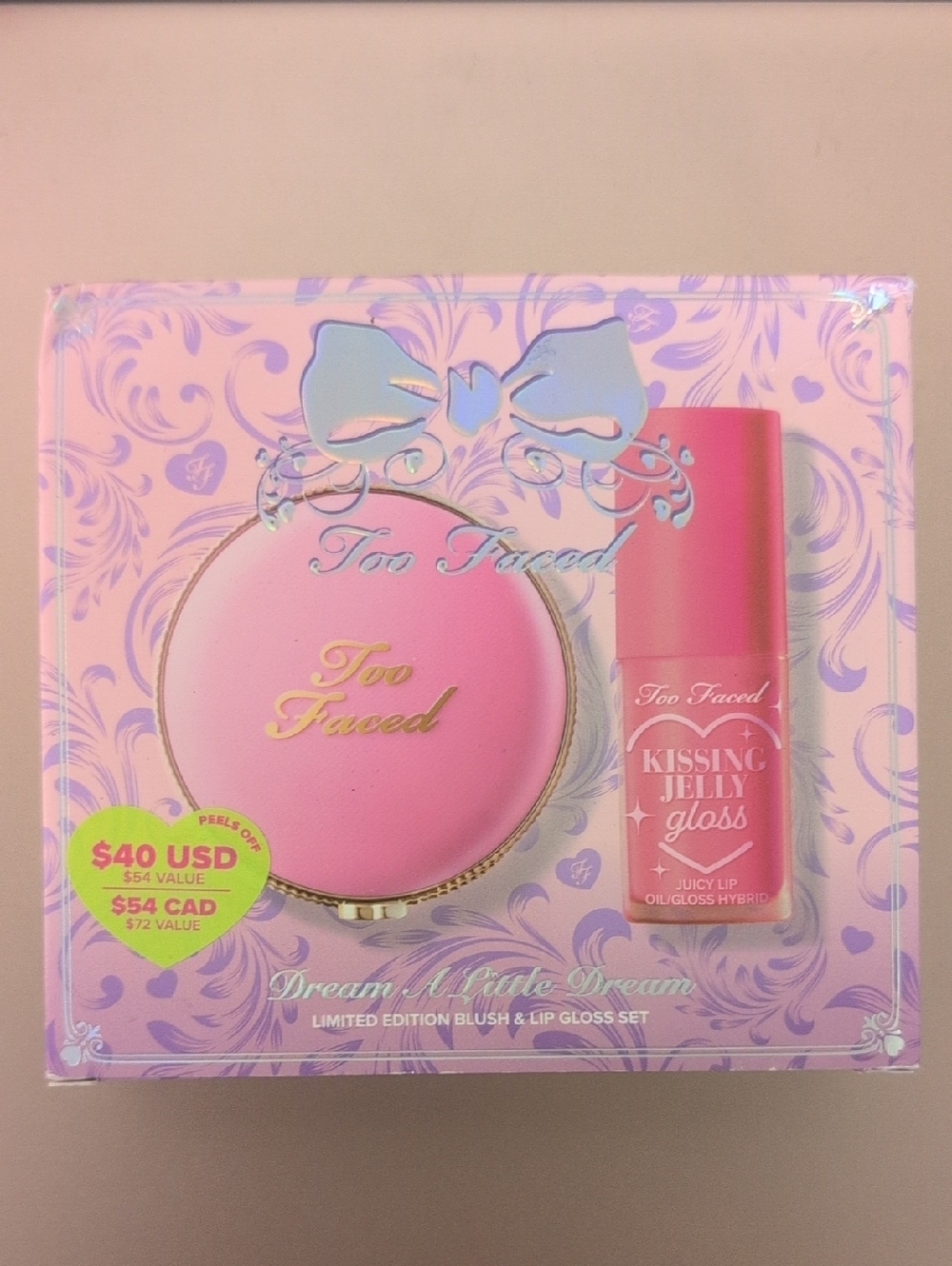 Too Faced Dream A Little Dream Blush And Gloss Set, NEW